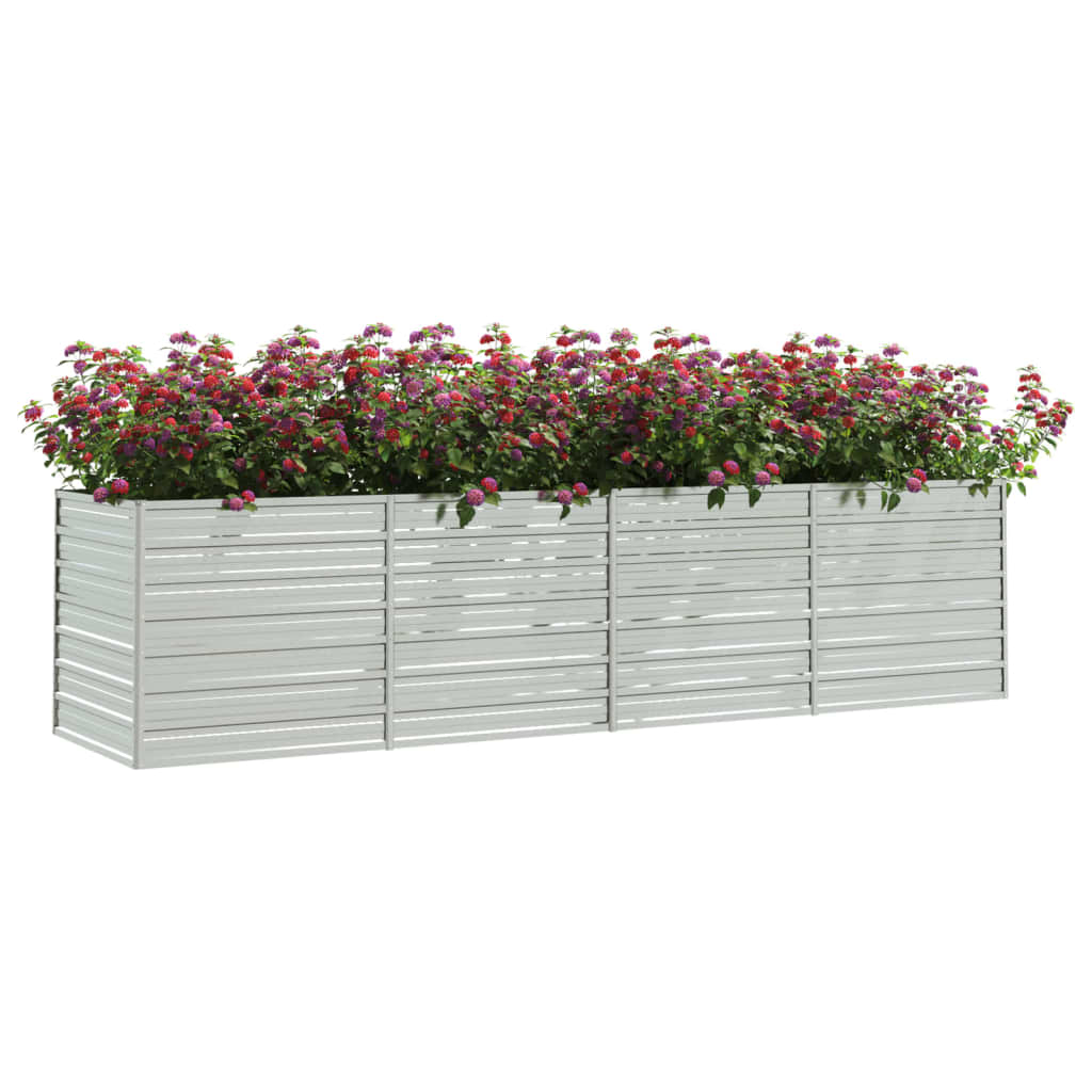 Vidaxl Planter surélevé 320x80x77 cm en acier galvanisé en argent