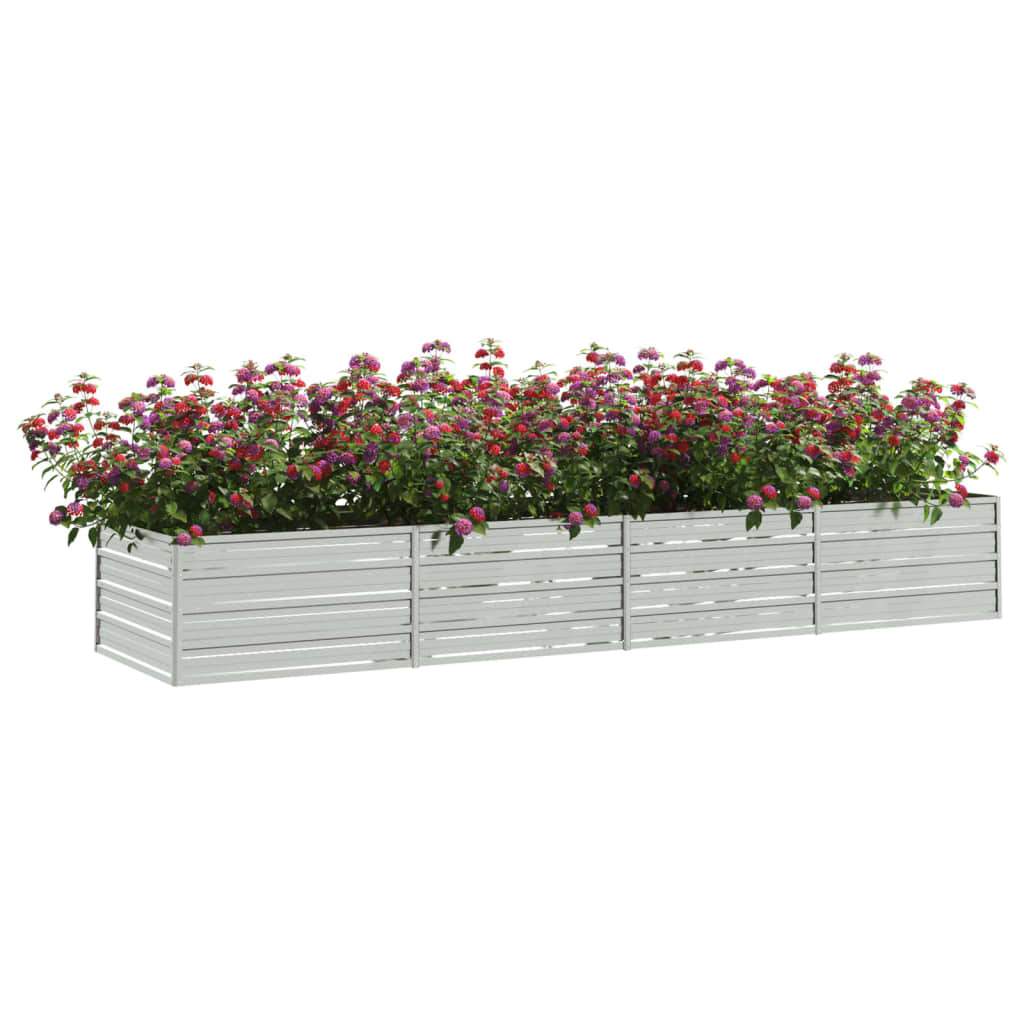 Vidaxl Planter surélevé 320x80x45 cm en acier galvanisé en argent