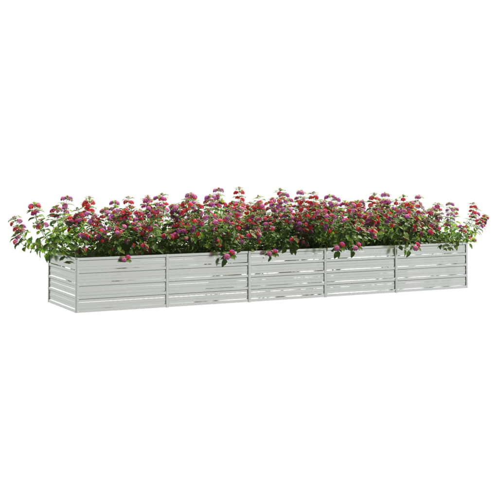 Vidaxl Planter hevet 400x80x45 cm galvanisert stål sølv