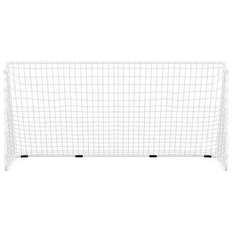 Objectif de football Vidaxl avec net 366x122x182 cm en acier blanc