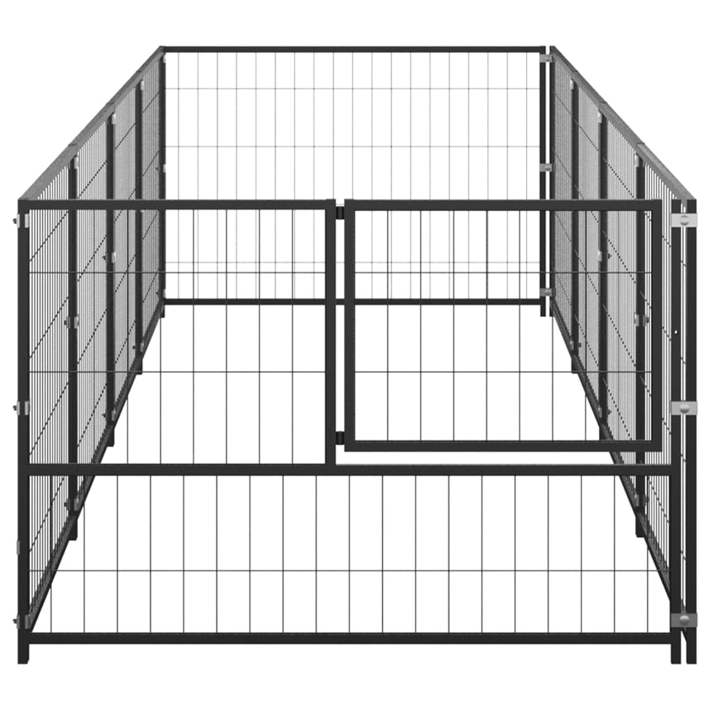 Vidaxl -Hund Kennel 4 m² Stahlschwarz