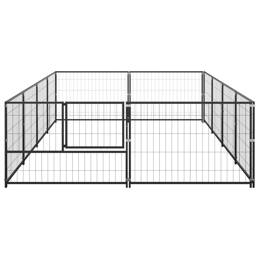 Vidaxl hundekennel 8 m² stål svart