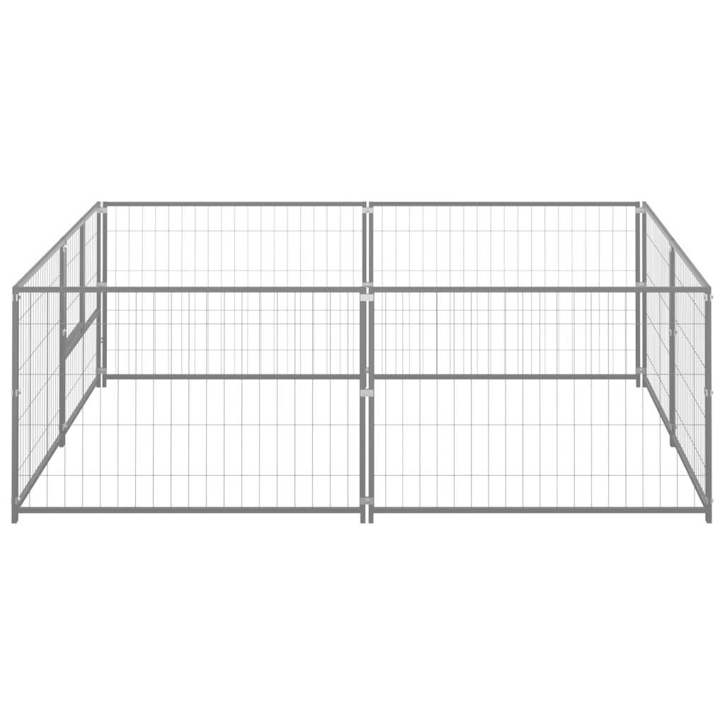 Vidaxl Dog Kennel 4 m² en acier argent coloré