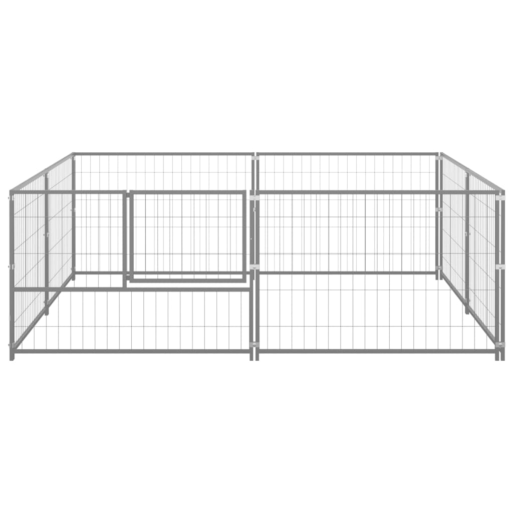 Vidaxl Dog Kennel 4 m² en acier argent coloré