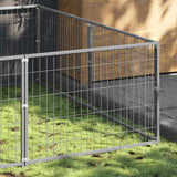 Vidaxl chien Kennel 8 m² en acier argent coloré