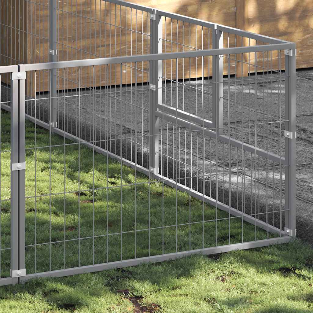 Vidaxl chien Kennel 9 m² en acier argenté colored