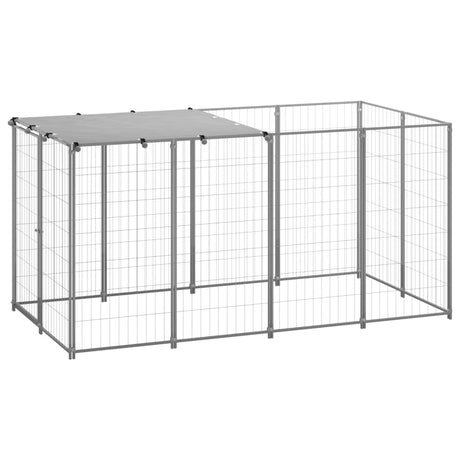 Vidaxl Dog Kennel 2,42 m² en acier argent couleur