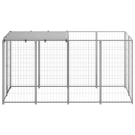 Vidaxl Dog Kennel 2,42 m² en acier argent couleur