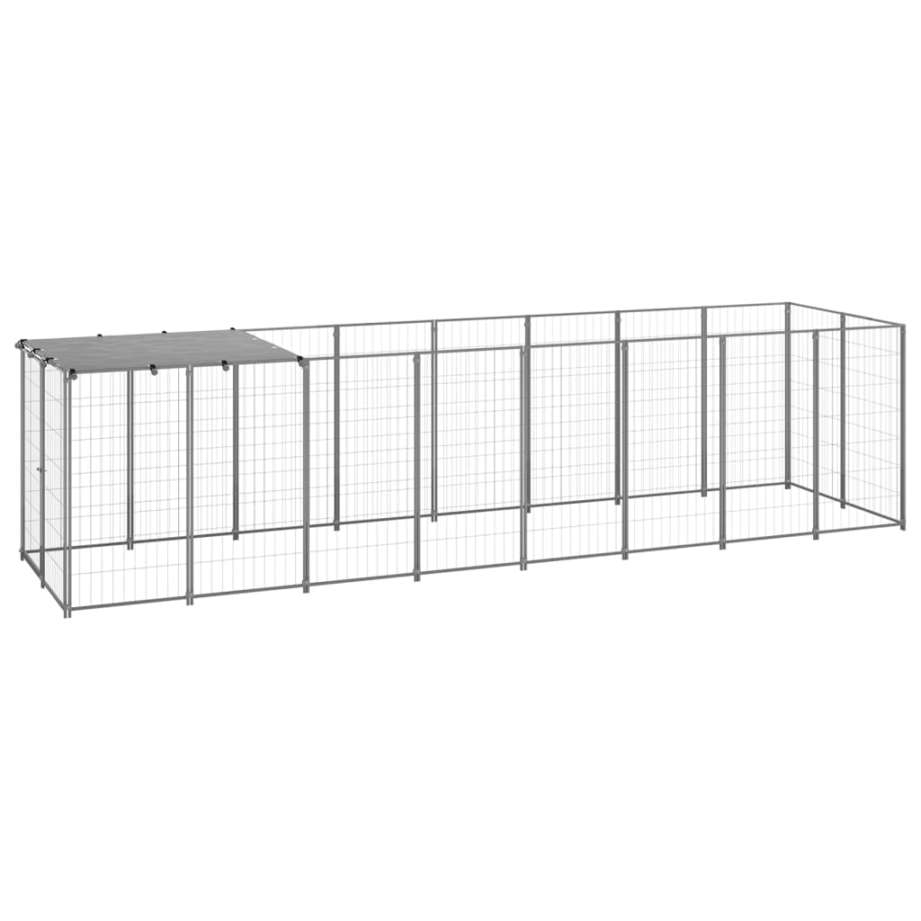 Vidaxl Dog Kennel 4.84 m² Steel silver colored