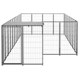 Vidaxl Dog Kennel 10.89 m² Steel Black