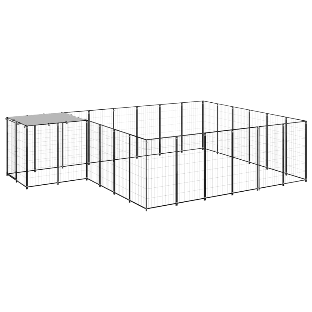 VidaXL Dog Kennel 12.1 m² Steel Black