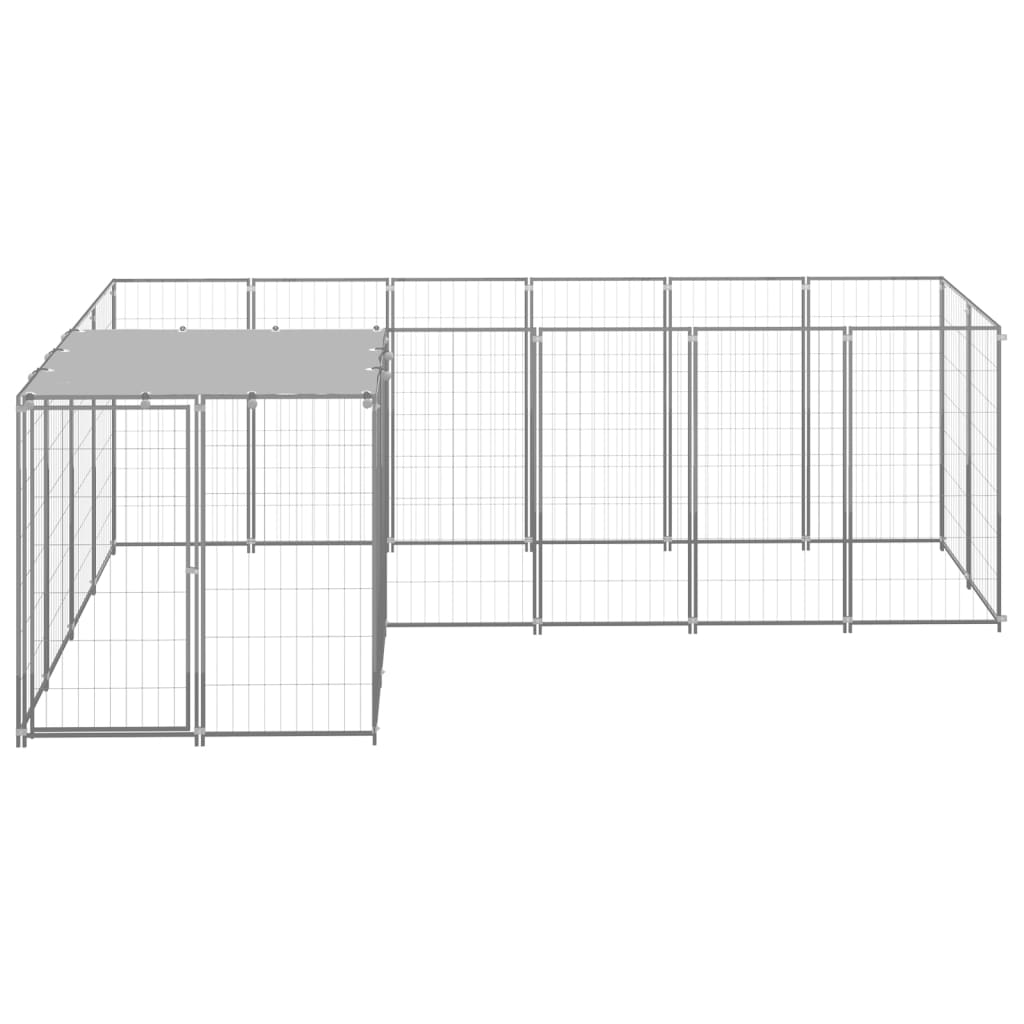 Vidaxl Dog Kennel 4.84 m² Steel silver colored