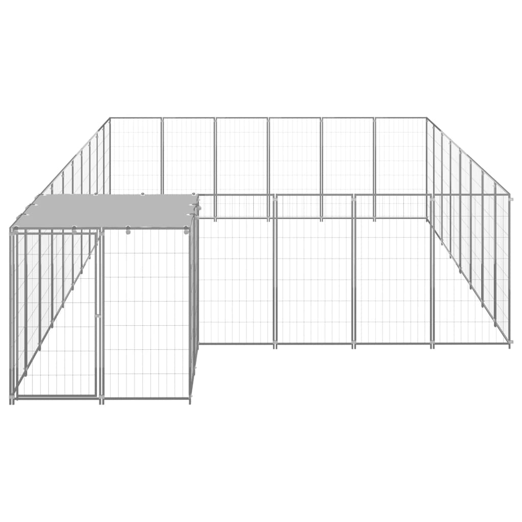 VidaXL Dog Kennel 15.73 m² Steel silver colored