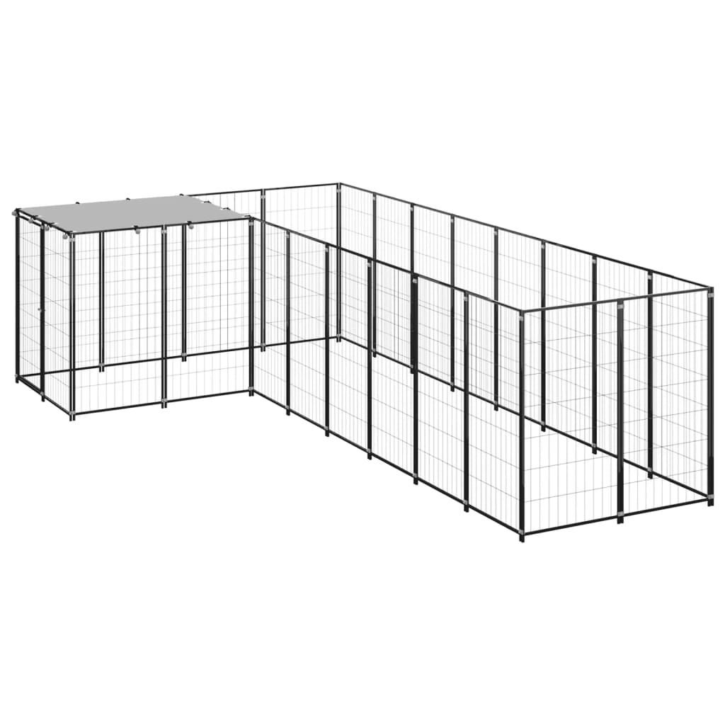 Vidaxl Dog Kennel 6,05 m² stål svart