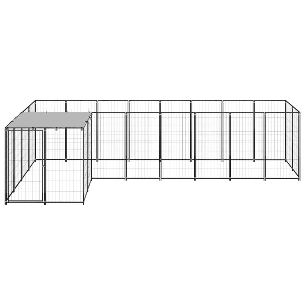 Vidaxl Dog Kennel 6,05 m² stål svart