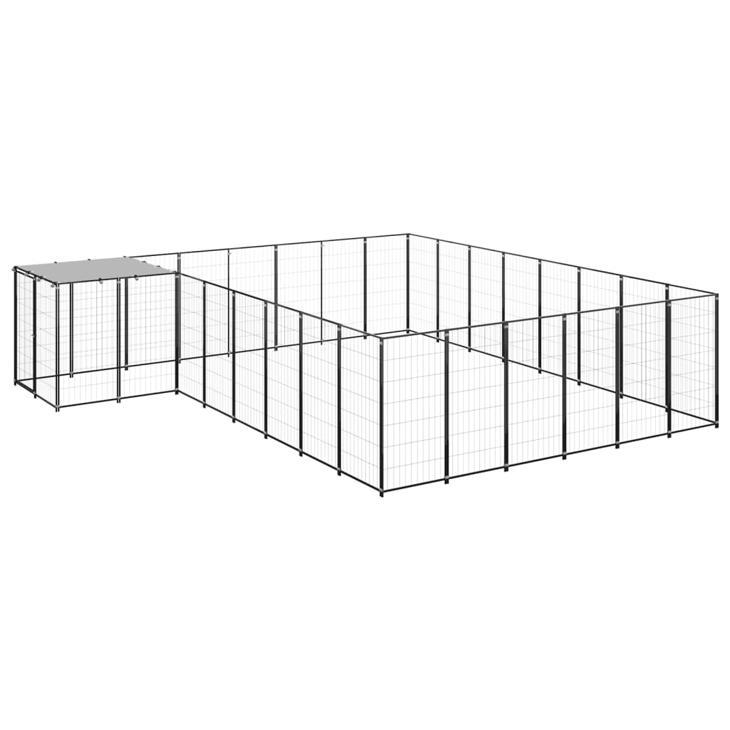 Vidaxl Dog Kennel 15.73 m² Steel Black