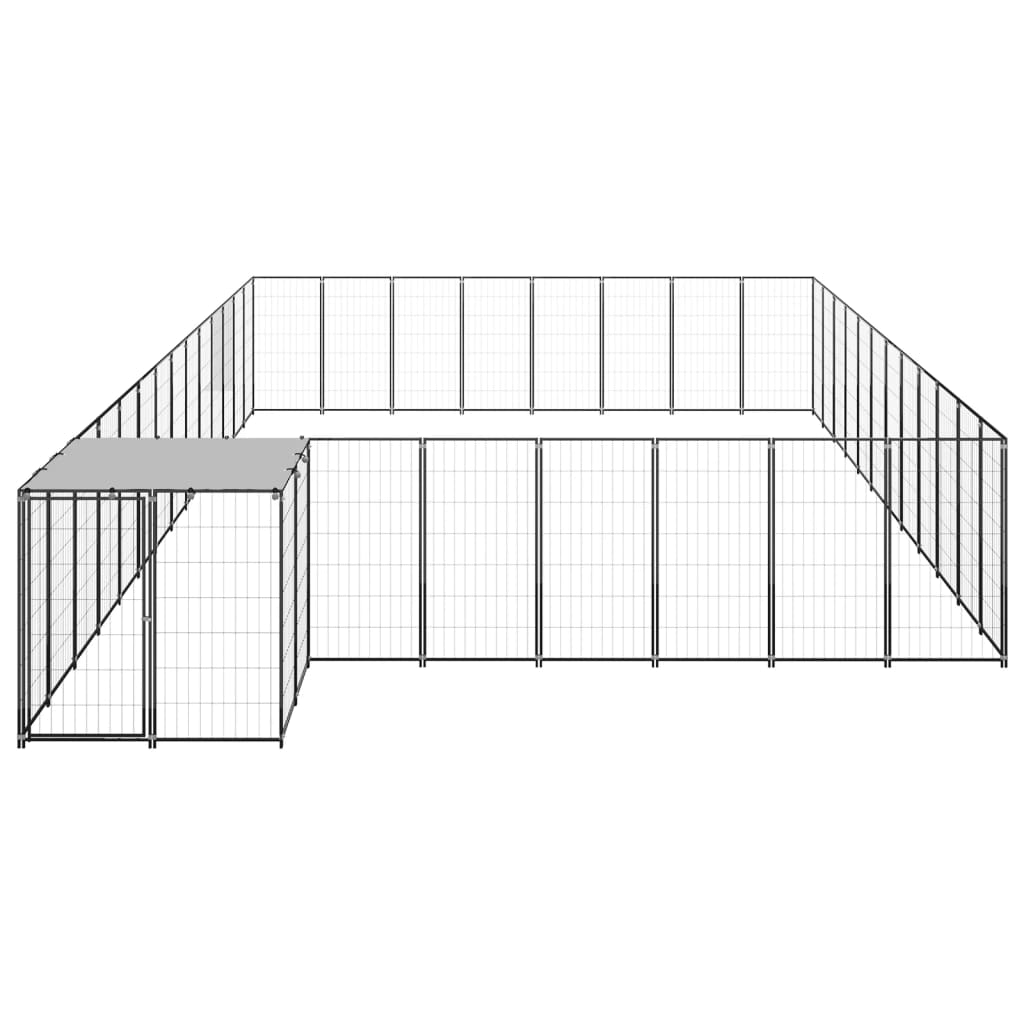 VidaXL Dog Kennel 30.25 m² Steel Black