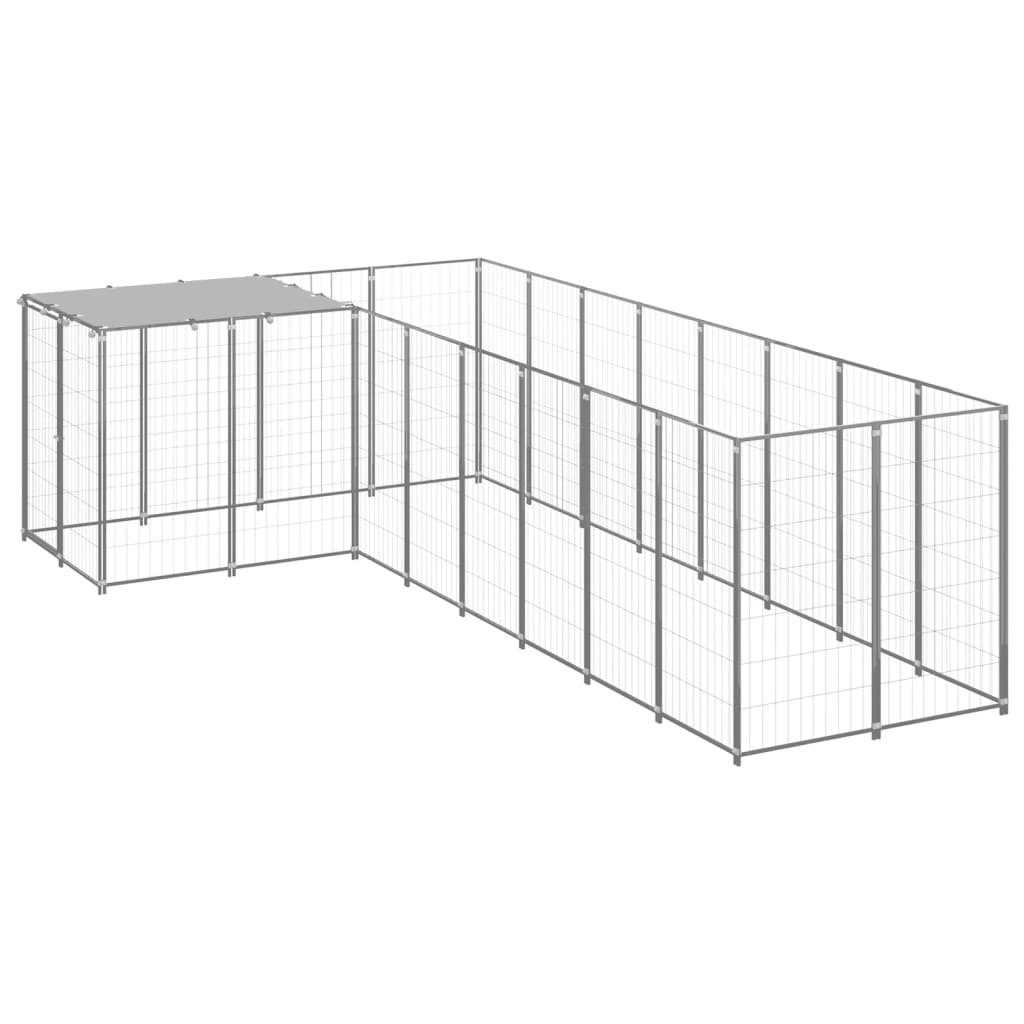 Vidaxl Dog Kennel 6.05 m² Acciaio Argento colorato