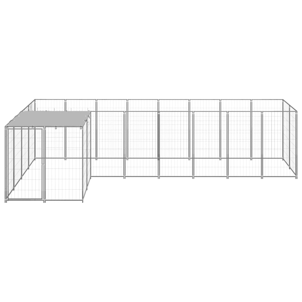 Vidaxl Dog Kennel 6.05 m² Acciaio Argento colorato