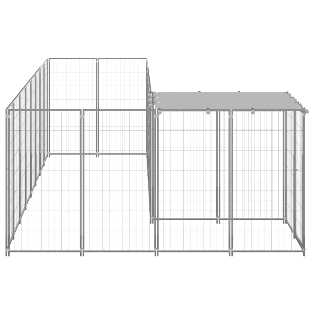 Vidaxl Dog Kennel 6.05 m² Acciaio Argento colorato