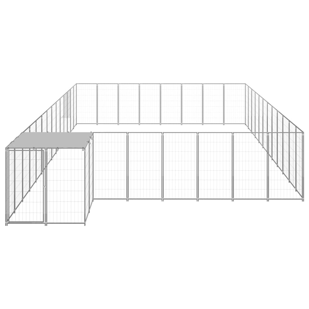 Vidaxl Dog Kennel 30.25 m² Steel silver colored