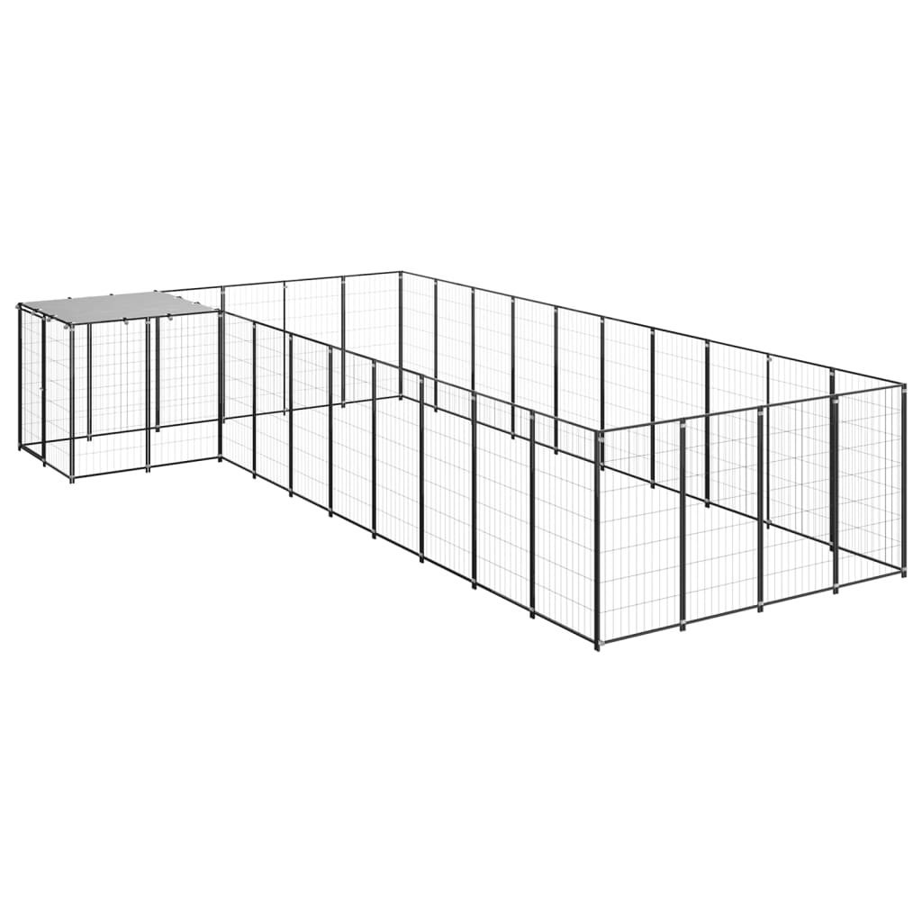 Vidaxl Dog Kennel 13.31 m² Steel Black