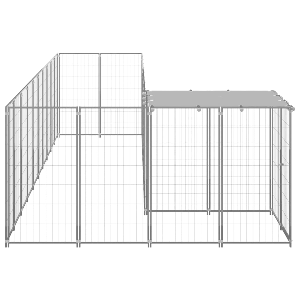 Vidaxl Dog Kennel 7.26 m² Acciaio in argento colorato