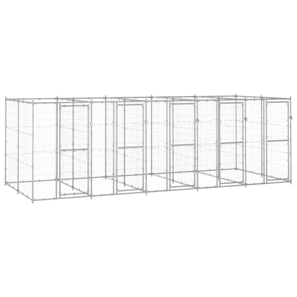 Vidaxl Dog Kennel 12.1 m² Galvanized Steel