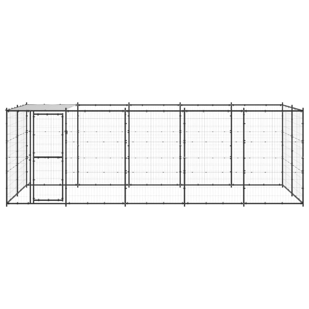 Vidaxl -Hundezwinger mit Dach 12,1 m² Stahl