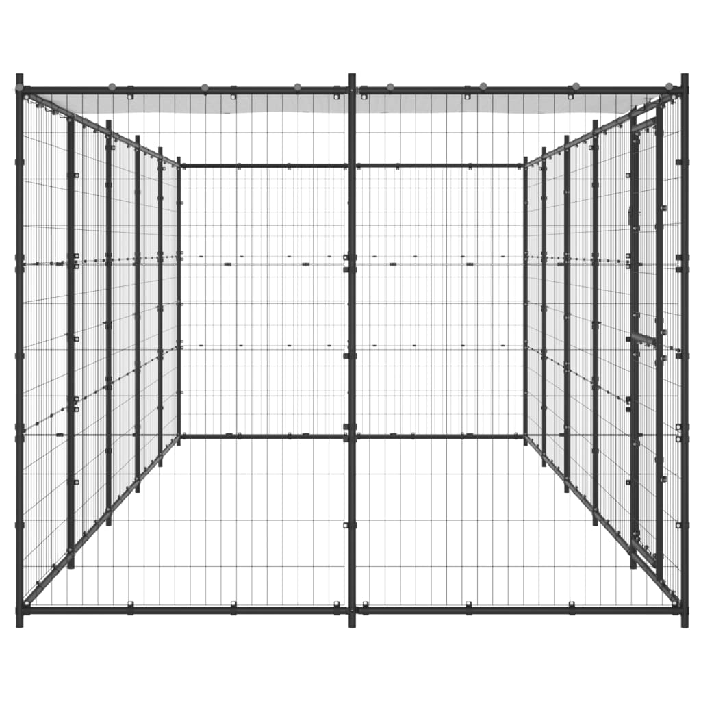 Vidaxl -Hundezwinger mit Dach 12,1 m² Stahl