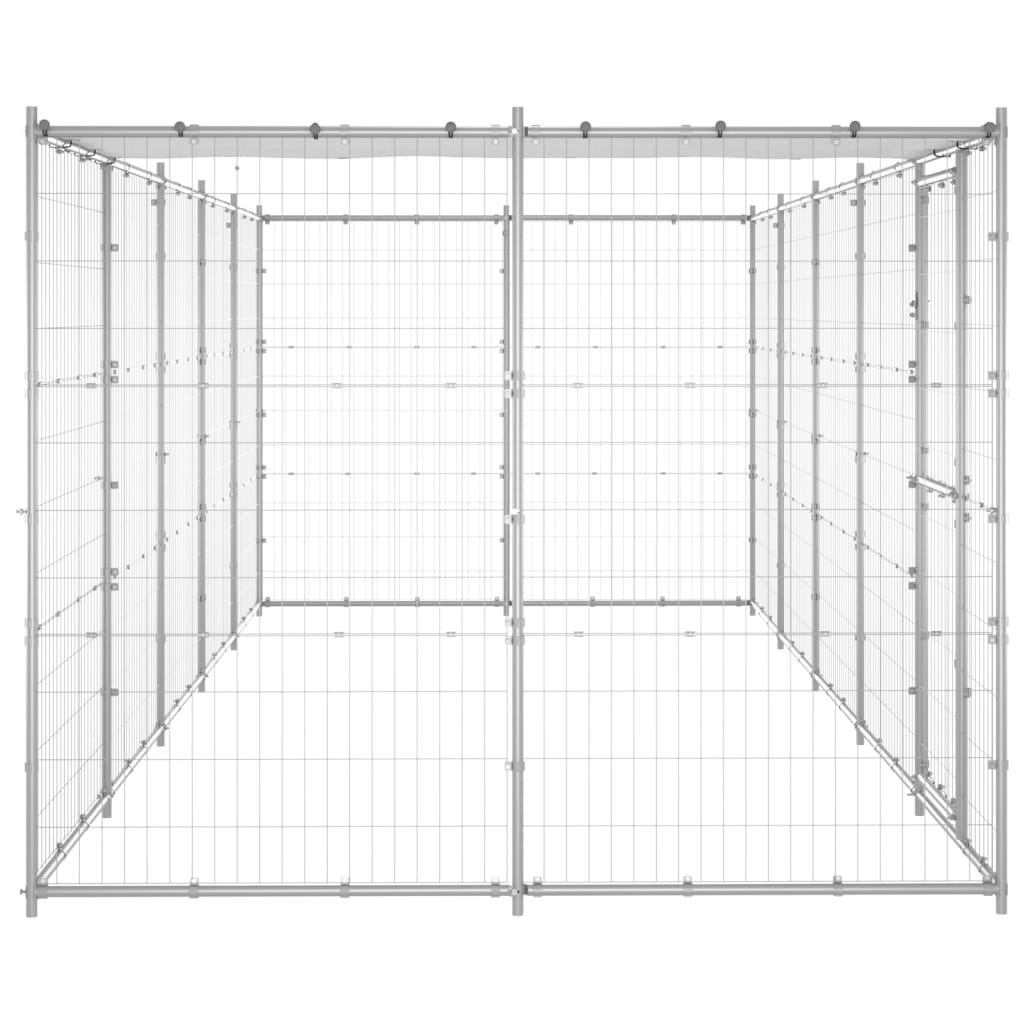 Vidaxl -Hundezwinger mit Dach 12,1 m² verzinkter Stahl