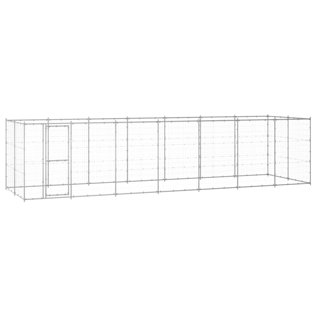 VidaXL Dog Kennel 16.94 m² Galvanized Steel