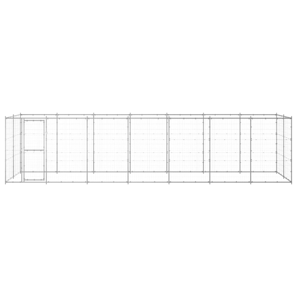 VidaXL Dog Kennel 16.94 m² Galvanized Steel