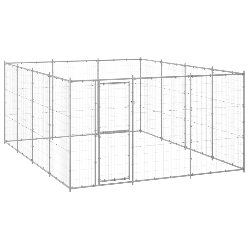 Vidaxl dog kennel 14.52 m² galvanized steel