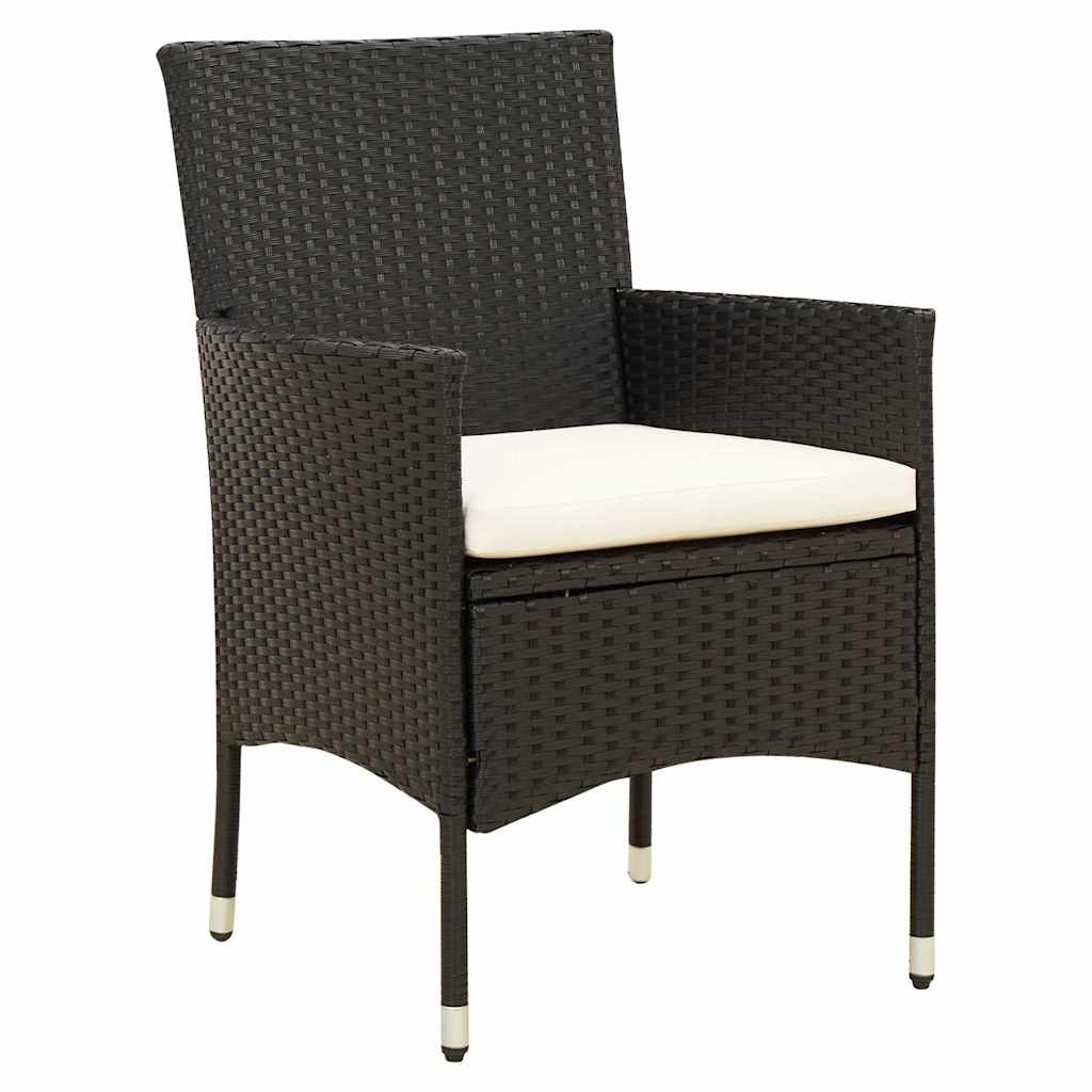 Vidaxl tuinstoelen 2 st met kussens poly rattan zwart