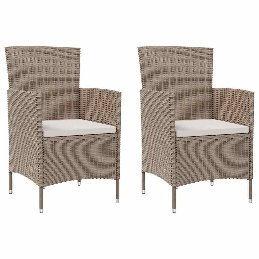 Vidaxl tuinstoelen 2 st met kussens poly rattan beige