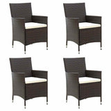 Vidaxl tuinstoelen 4 st met kussens poly rattan bruin