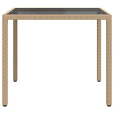 Vidaxl tuintafel 90x90x75 cm gehard glas en poly rattan beige