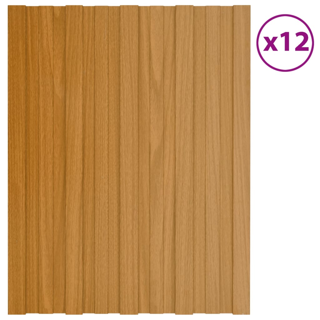 Vidaxl Dach Panels 12 St 60x45 cm galvaniséiert Stol Liicht Holz