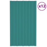 Vidaxl Dach Panels 12 st 80x45 cm galvaniséiert Stahl gréng