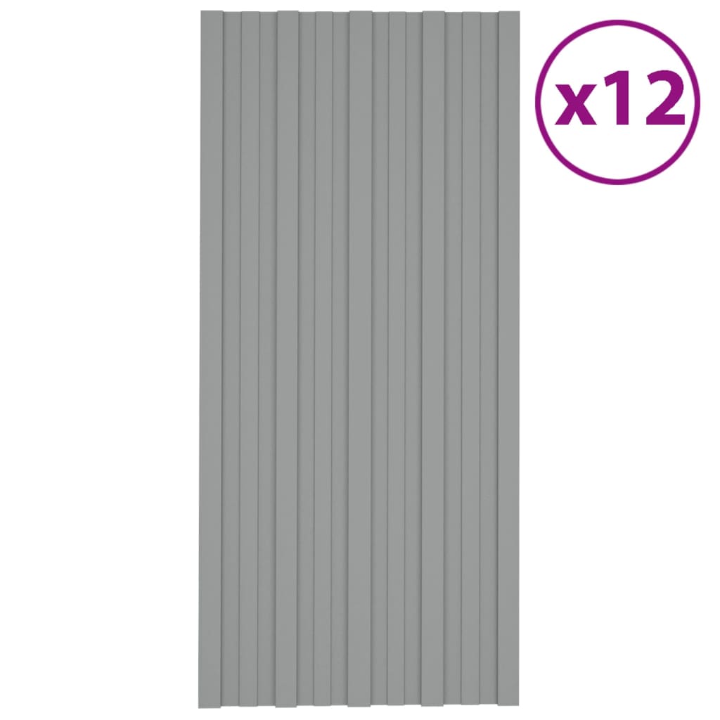 Paneles de techo Vidaxl 12 st 100x45 cm de acero galvanizado gris