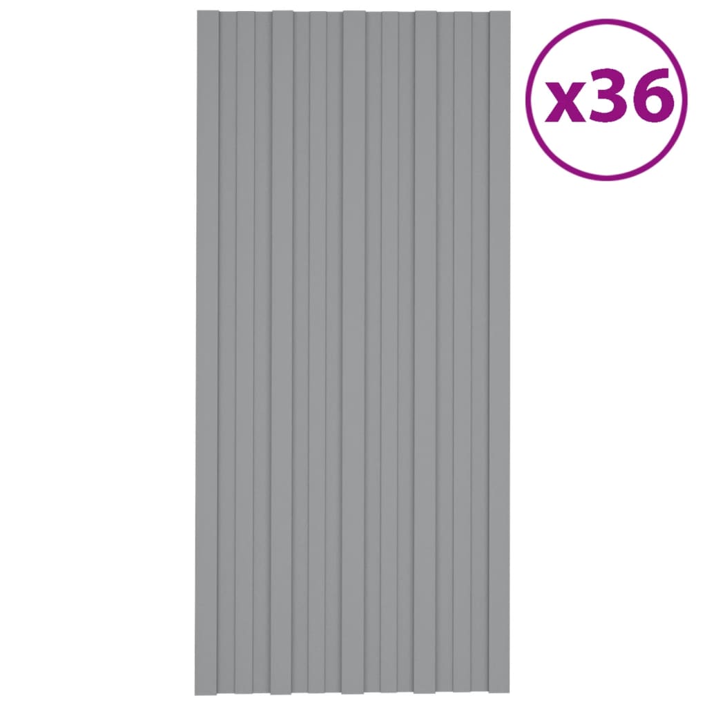 Pannelli del tetto Vidaxl 36 ST 100x45 cm grigio in acciaio zincato