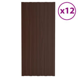 Panneaux de toit vidaxl 12 ST 100x45 cm en acier galvanisé brun