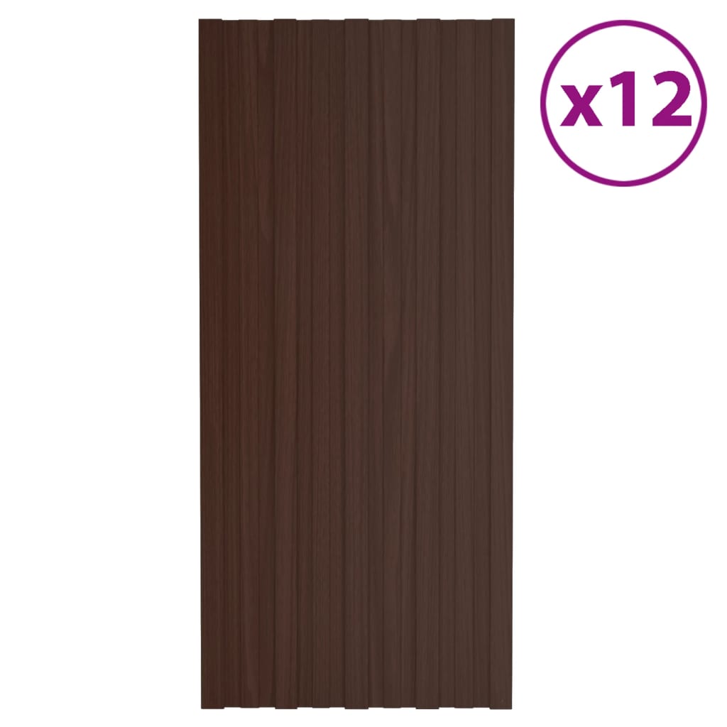 Vidaxl Dach Panels 12 st 100x45 cm galvaniséiert Strafbraf