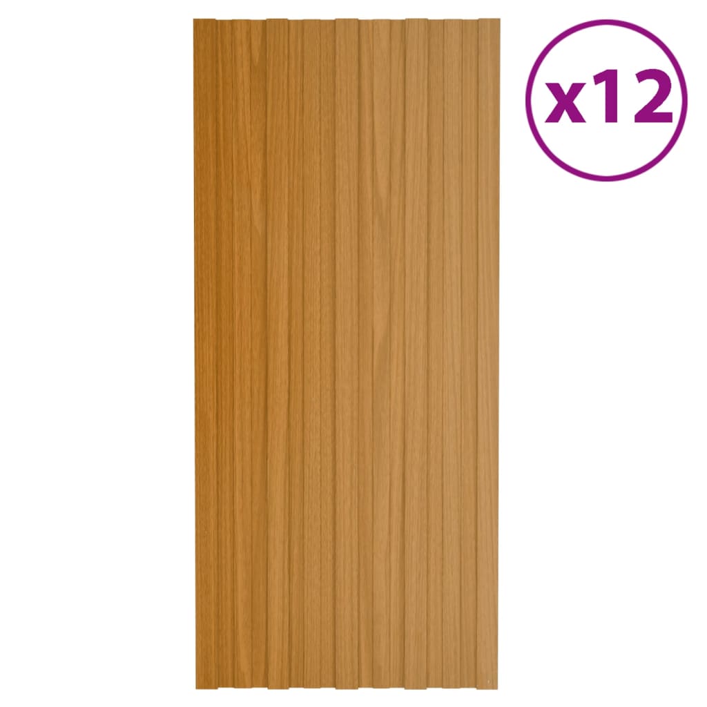 Vidaxl Dachspanelen 12 st 100x45 cm galvaniséiert Stol Liicht Holz