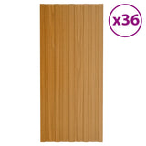 Pannelli del tetto Vidaxl 36 ST 100x45 cm Legno leggero in acciaio zincato