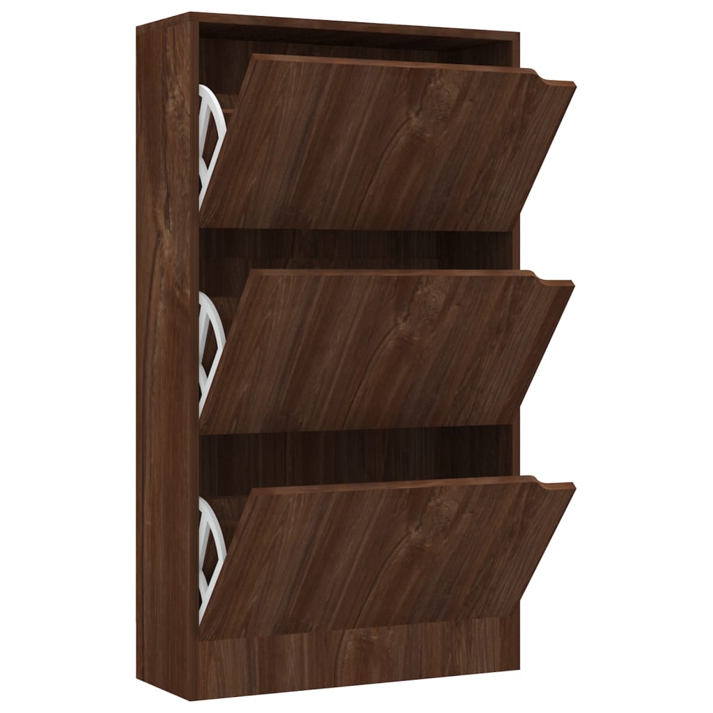 Vidaxl Cabinet da scarpe con 3 porte 59x24x105 cm Chipboard Browneken