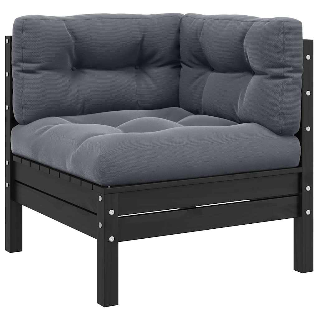 Vidaxl 3-delige loungeset met kussens massief grenenhout zwart
