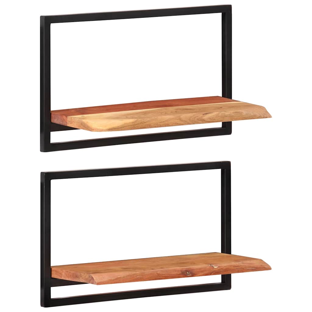 Vidaxl wandschappen 2 st 60x25x35 cm massief acaciahout en staal