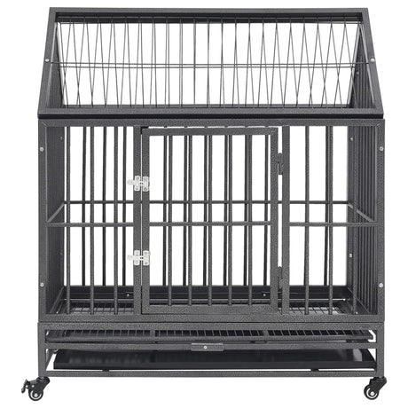 Banque de chien Vidaxl avec roues et toit 92x62x106 cm en acier